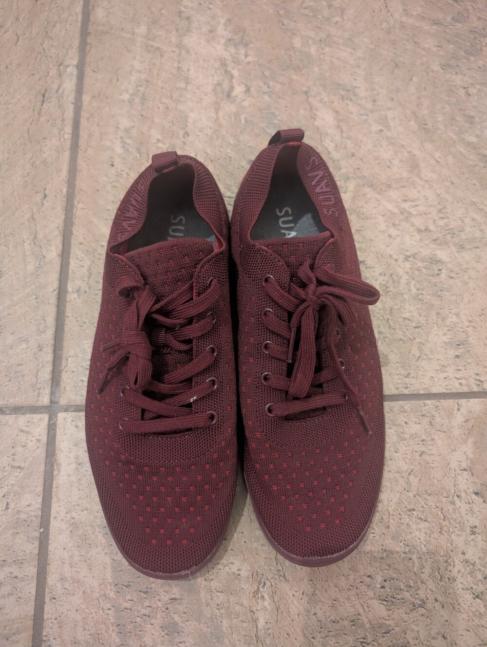 SUAVS The Zilker mens 11 44 Burgundy Vino Knit Lightweight Casual Sneakers